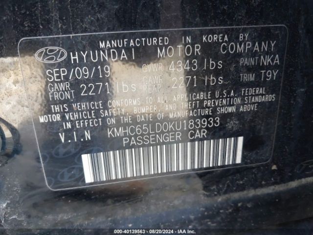 KMHC65LD0KU183933 Hyundai IONIQ PLUG-IN HYBRID