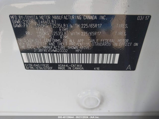 Toyota RAV4 LE 2017 2T3BFREV5HW623332 Image 9