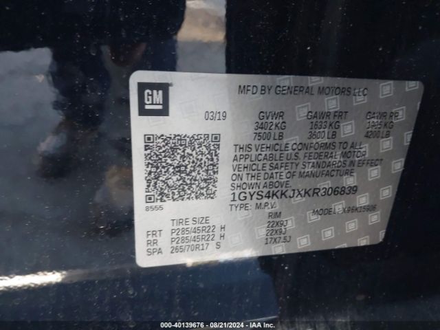 1GYS4KKJXKR306839 Cadillac Escalade Esv Platinum