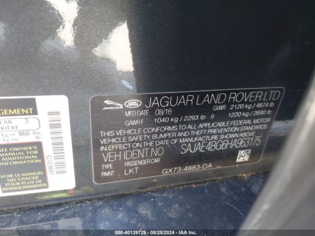 SAJAE4BG6HA963175 Jaguar Xe 25t Prestige