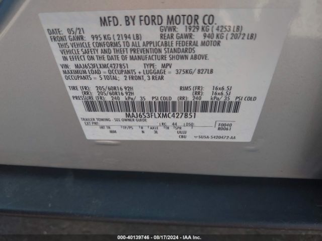 MAJ6S3FLXMC427851 Ford ECOSPORT S