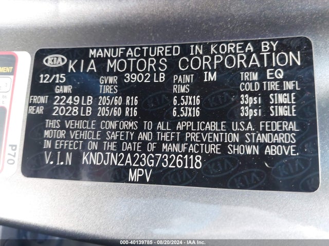 KIA Soul 2016 KNDJN2A23G7326118 Image 9