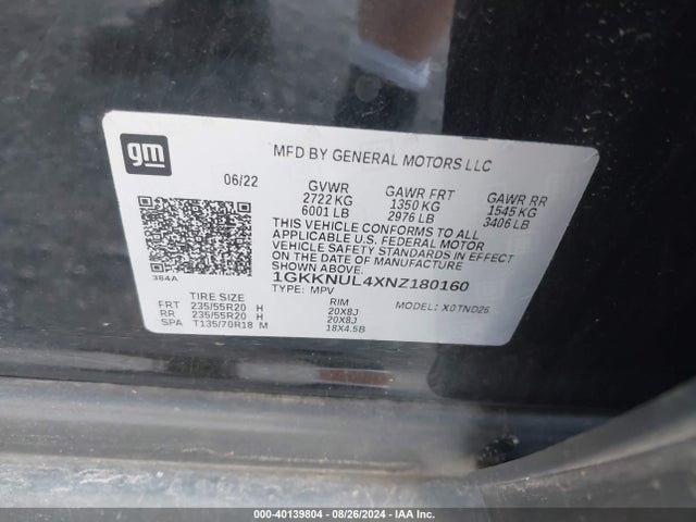 GMC Acadia Awd Slt 2022 1GKKNUL4XNZ180160 Image 9