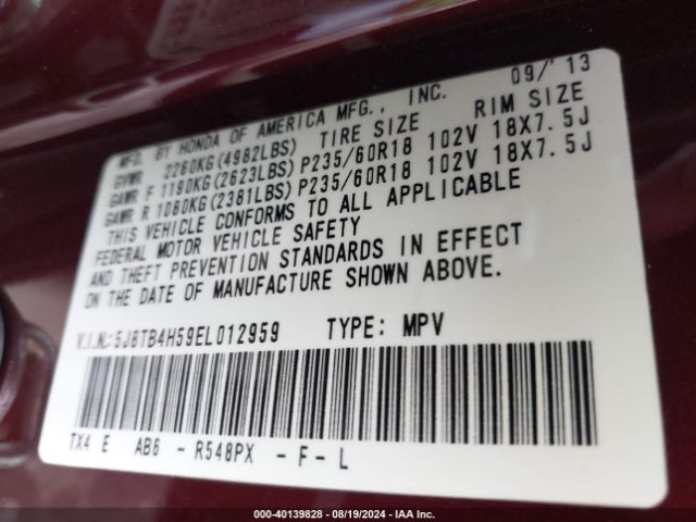5J8TB4H59EL012959 Acura RDX