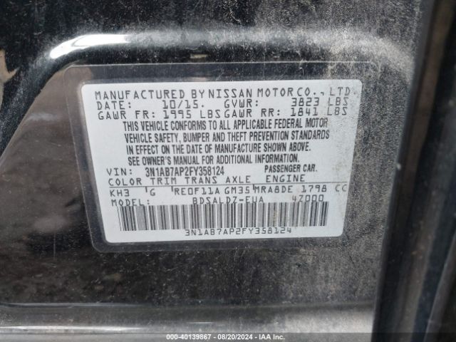 3N1AB7AP2FY358124 Nissan SENTRA SV