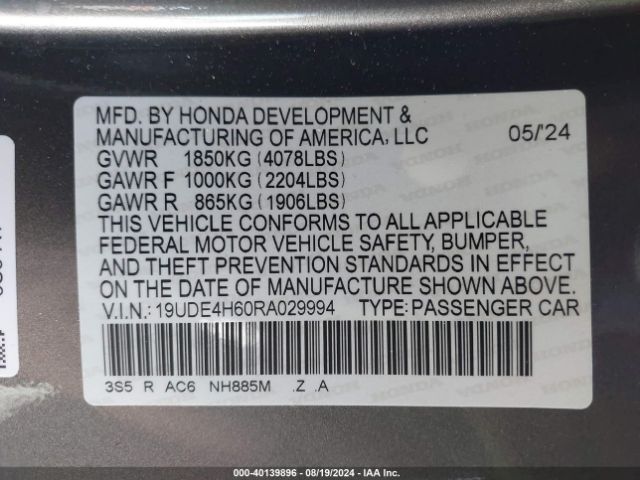 19UDE4H60RA029994 Acura Integra A-spec Technology Package