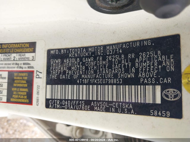 Toyota CAMRY SE 2014 4T1BF1FK5EU798853 Image 9