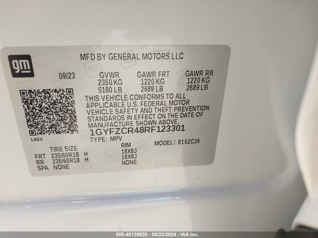 1GYFZCR48RF123301 Cadillac Xt4 Fwd Premium Luxury