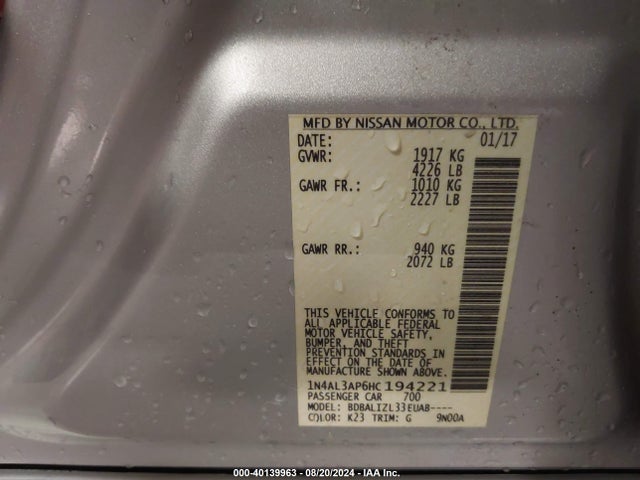 Nissan Altima 2.5 Sv 2017 1N4AL3AP6HC194221 Image 9