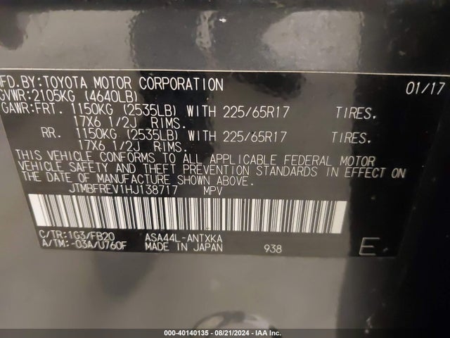 Toyota RAV4 LE 2017 JTMBFREV1HJ138717 Image 9