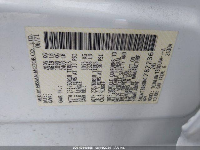 5N1AT3BB0MC787236 Nissan Rogue Sv Intelligent Awd
