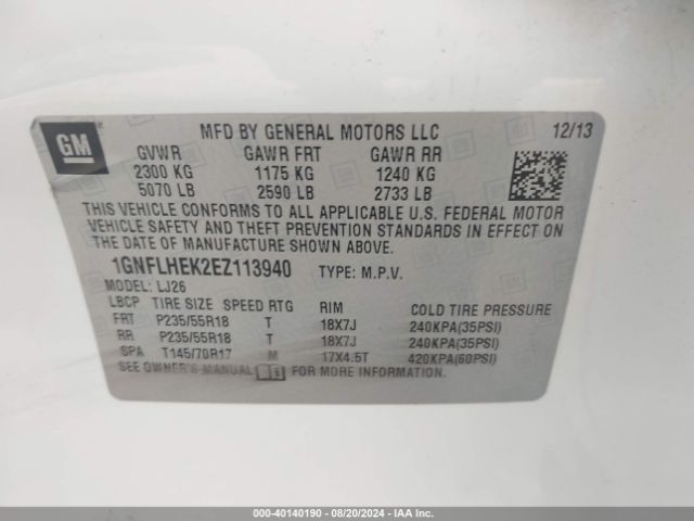 1GNFLHEK2EZ113940 Chevrolet Equinox Ltz