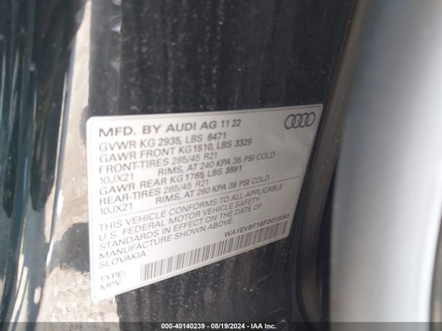 WA1EVBF16PD010063 Audi Q8 Premium Plus 55 Tfsi Quattro Tiptronic