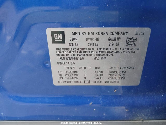 Buick Encore Convenience 2015 KL4CJBSB8FB181876 Image 9