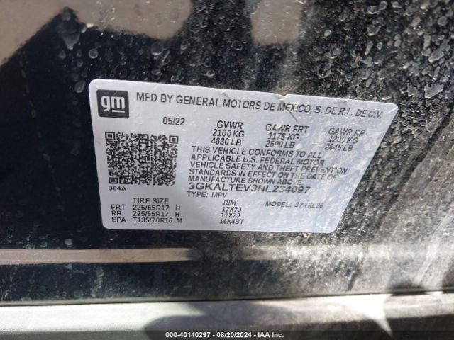 3GKALTEV3NL234097 GMC Terrain Awd Sle