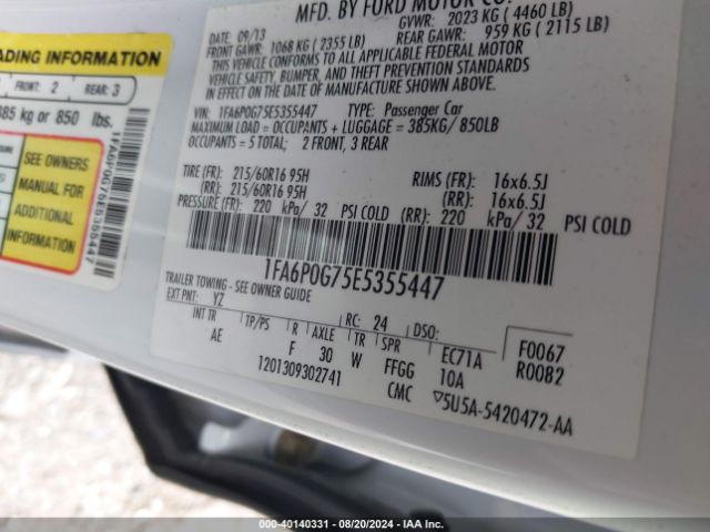 1FA6P0G75E5355447 Ford FUSION S