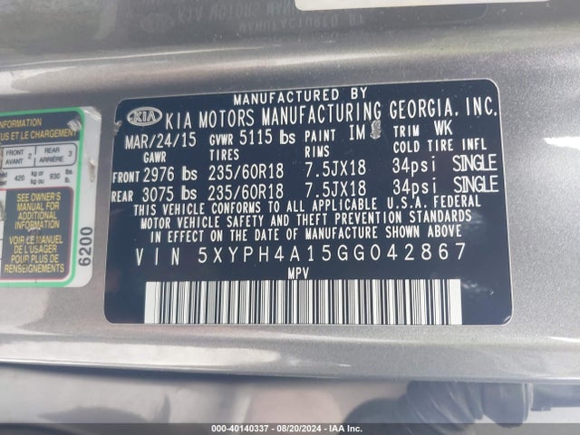 KIA Sorento 2.0t Ex 2016 5XYPH4A15GG042867 Image 9