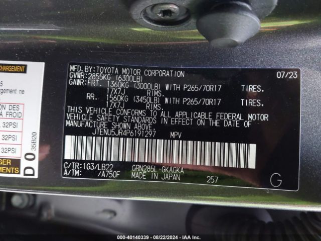 JTENU5JR4P6191297 Toyota 4runner Sr5 Premium