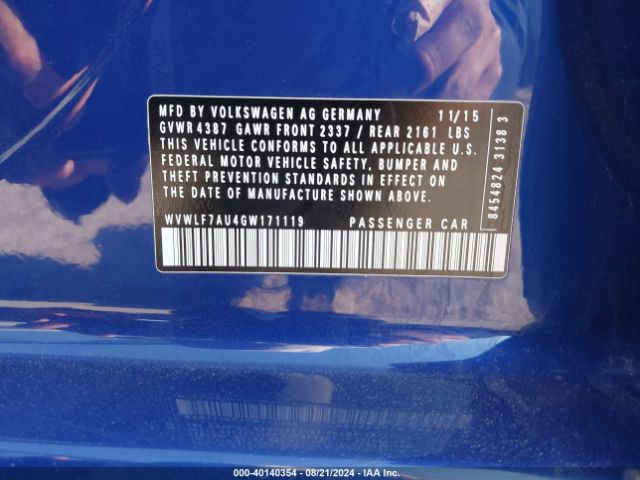 WVWLF7AU4GW171119 Volkswagen Golf R 4-door