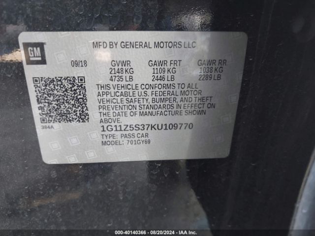 1G11Z5S37KU109770 Chevrolet IMPALA LT