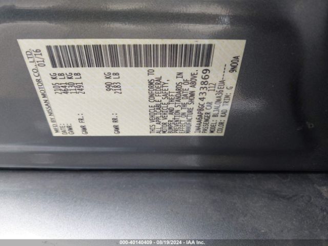 1N4AA6AP8GC433869 Nissan Maxima 3.5 Platinum/3.5 S/3.5 Sl/3.5 Sr/3.5 Sv