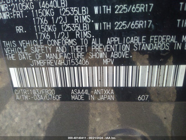 Toyota RAV4 LE 2017 JTMBFREV4HJ153406 Image 9