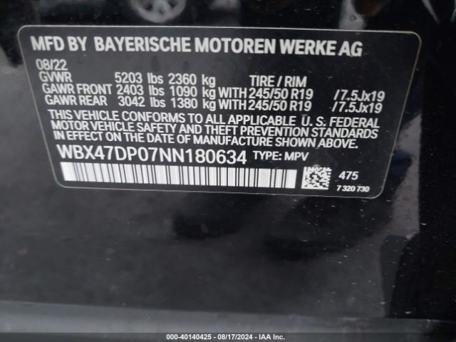 WBX47DP07NN180634 BMW X3 Sdrive30i