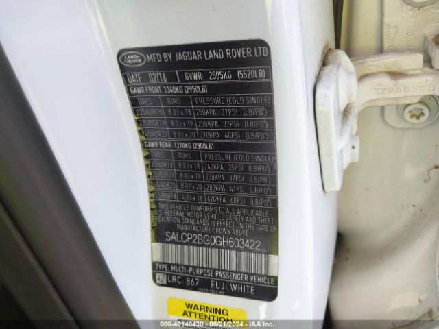 SALCP2BG0GH603422 Land Rover Discovery Sport Se