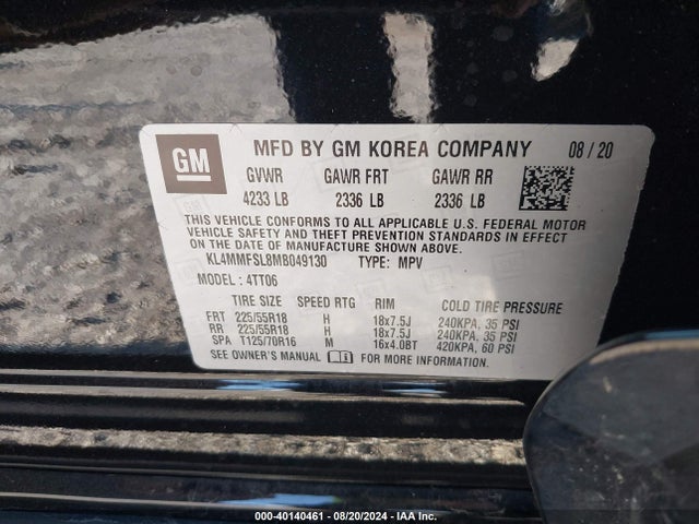 KL4MMFSL8MB049130 Buick Encore Gx Fwd Essence
