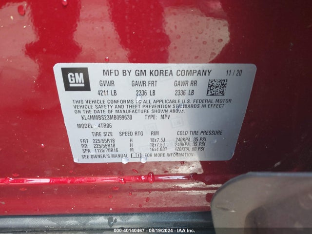 KL4MMBS23MB099630 Buick Encore Gx Fwd Preferred