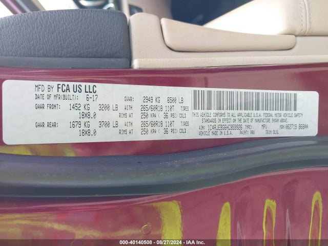 1C4RJEBG6HC959926 Jeep Grand Cherokee Limited 4x2