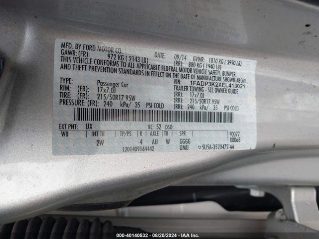 1FADP3K2XEL413021 Ford FOCUS SE