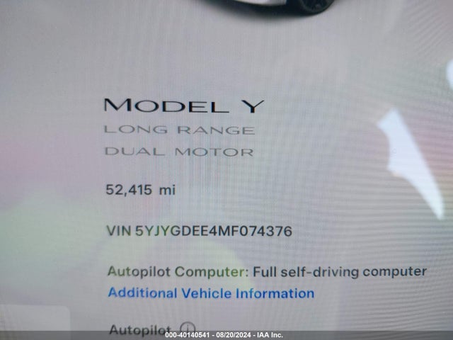 2021 TESLA MODEL Y 5YJYGDEE4MF074376 Photo 6