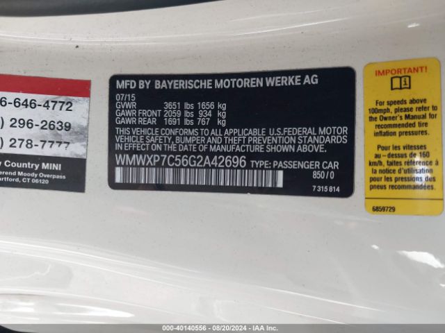 WMWXP7C56G2A42696 Mini Hardtop Cooper S