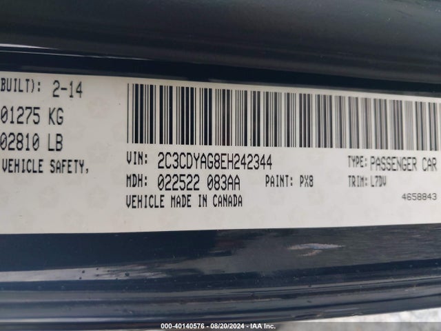 Dodge Challenger Sxt 2014 2C3CDYAG8EH242344 Image 9