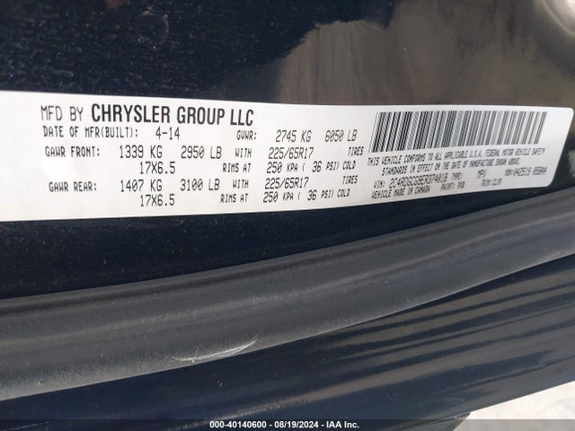 Dodge Grand Caravan Sxt 30th Anniversary 2014 2C4RDGCG9ER374018 Image 9