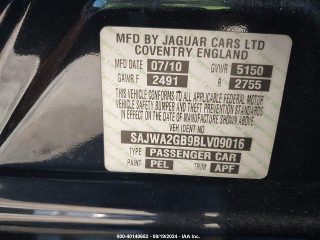 2011 JAGUAR XJ SAJWA2GB9BLV09016 Photo 8