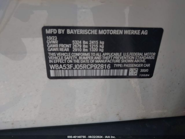 WBA53FJ05RCP92816 BMW 530 I Xdrive