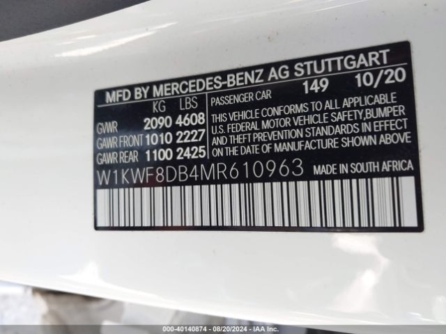 W1KWF8DB4MR610963 Mercedes-Benz C 300 Sedan