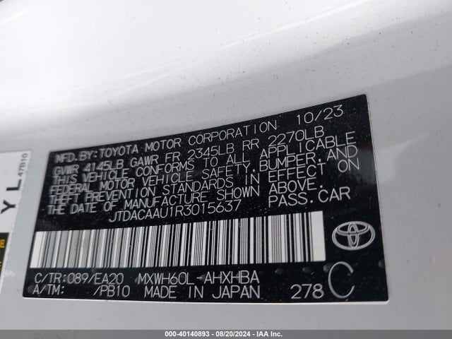 JTDACAAU1R3015637 Toyota Prius Limited