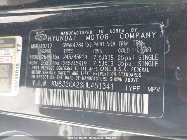 Hyundai Tucson Night 2017 KM8J3CA23HU451341 Image 9