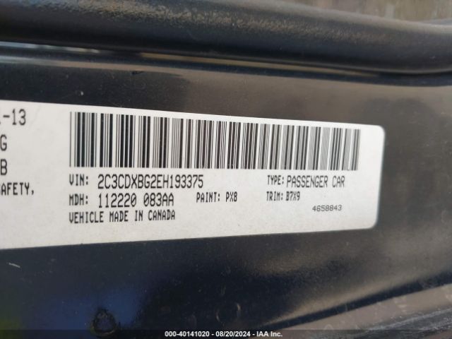 2C3CDXHG5EH138152 Dodge Charger Sxt Plus