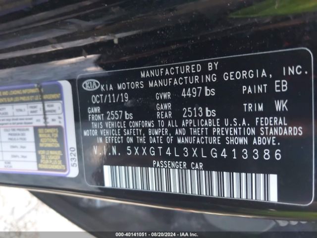 2020 KIA OPTIMA 5XXGT4L3XLG413386 Photo 8
