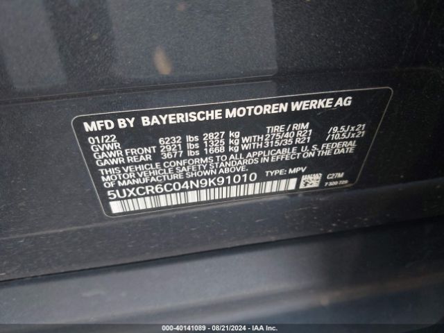 5UXCR6C04N9K91010 BMW X5 Xdrive40i