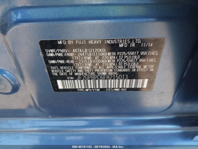 JF2GPBPC6FH215013 Subaru Xv Crosstrek Hybrid Touring