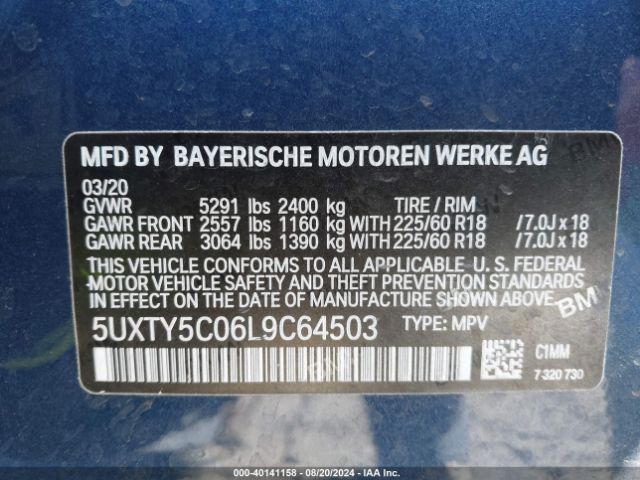 5UXTY5C06L9C64503 BMW X3 Xdrive30i