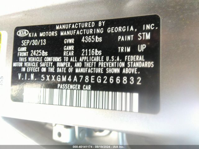 5XXGM4A78EG266832 KIA Optima Lx