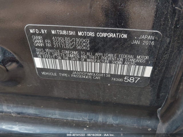 JA32V2FW8GU008138 Mitsubishi Lancer Se