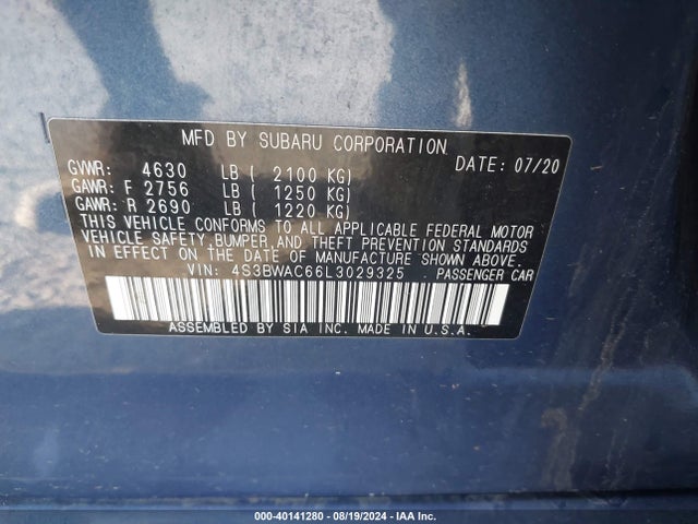 4S3BWAC66L3029325 Subaru Legacy Premium