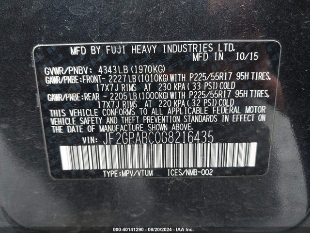 Subaru Crosstrek 2.0i Premium 2016 JF2GPABC0G8216435 Image 9